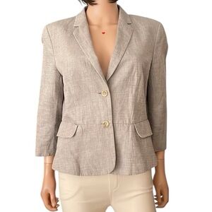Ann Taylor gray linen cotton cropped blazer